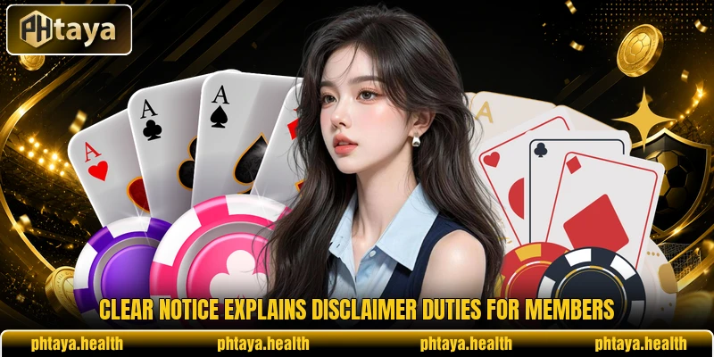 Clear notice explains disclaimer duties for members