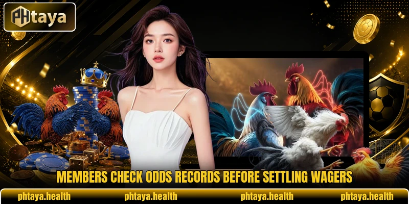 Members check odds records before settling wagers Members check odds records before settling wagers