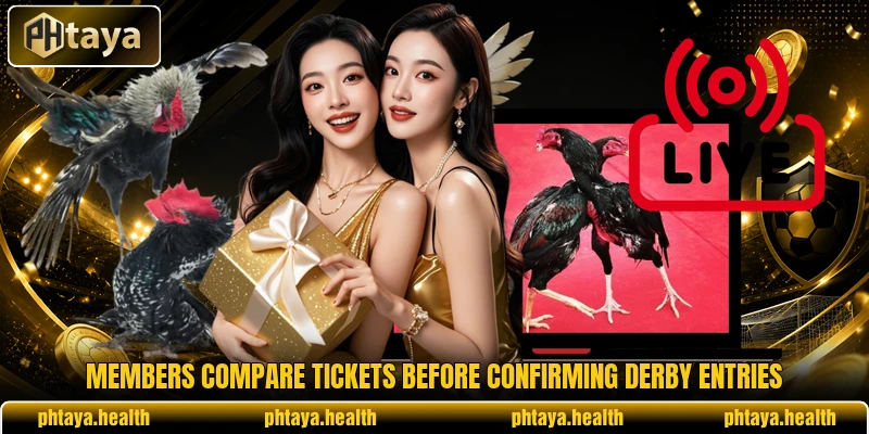 Members compare tickets before confirming derby entries