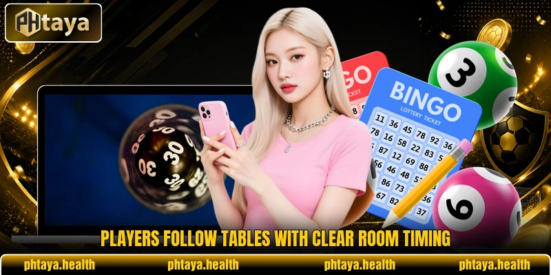 Players follow tables with clear room timing Players follow tables with clear room timing
