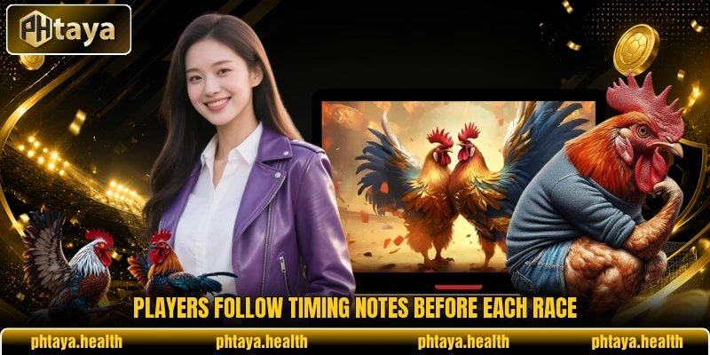 Players follow timing notes before each race